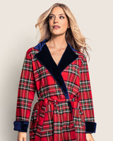 Women's Short Robe with Velvet Trim in Imperial Tartan