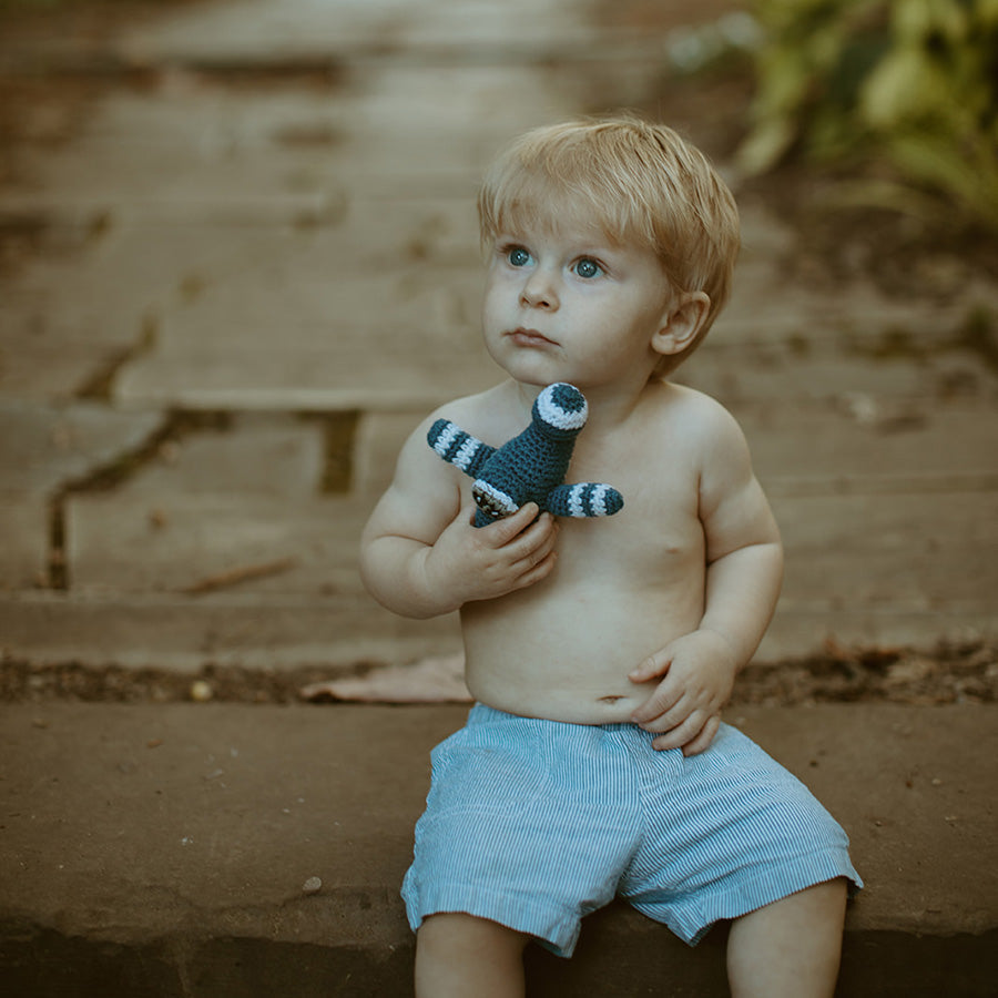 Blue Airplane Rattle - HoneyBug 