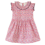 Girls Ana Dress with Ruffles | Red and Blue Floral - HoneyBug 