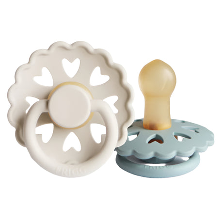 FRIGG Andersen Fairytale Natural Rubber Pacifier 2-Pack - Cream/Stone Blue - HoneyBug 
