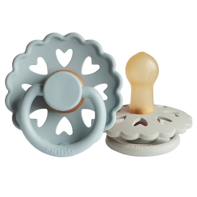 FRIGG Andersen Fairytale Natural Rubber Pacifier 2-Pack - Stone Blue/Willow Gray - HoneyBug 