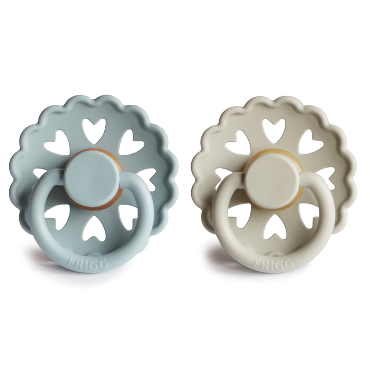 FRIGG Andersen Fairytale Natural Rubber Pacifier 2-Pack - Stone Blue/Willow Gray - HoneyBug 