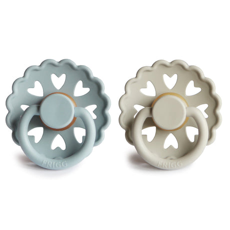 FRIGG Andersen Fairytale Natural Rubber Pacifier 2-Pack - Stone Blue/Willow Gray - HoneyBug 