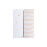 Changing Pad Cover | Cradle Sheet Set - Mauve Tulips & Stripes - HoneyBug 