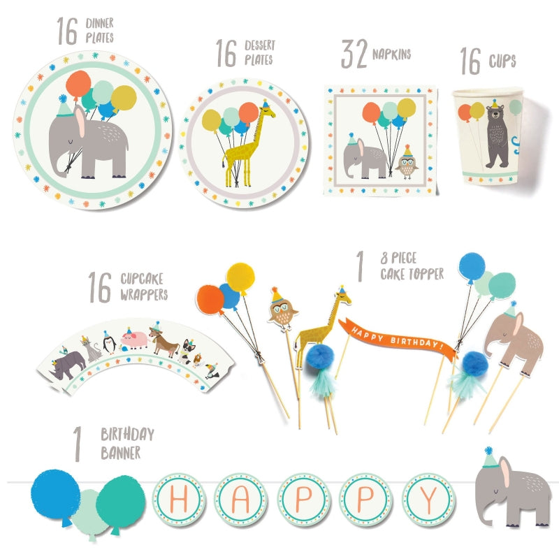 Party Animal - Birthday Party Supplies in a Box - HoneyBug 