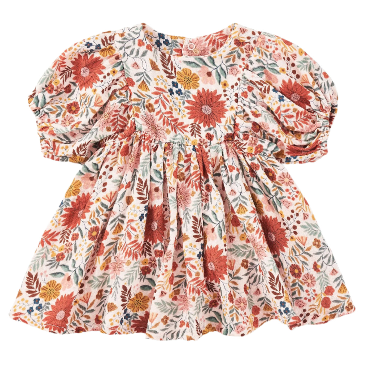 Dress with Puff Sleeves - Zinnia Bloom - HoneyBug 