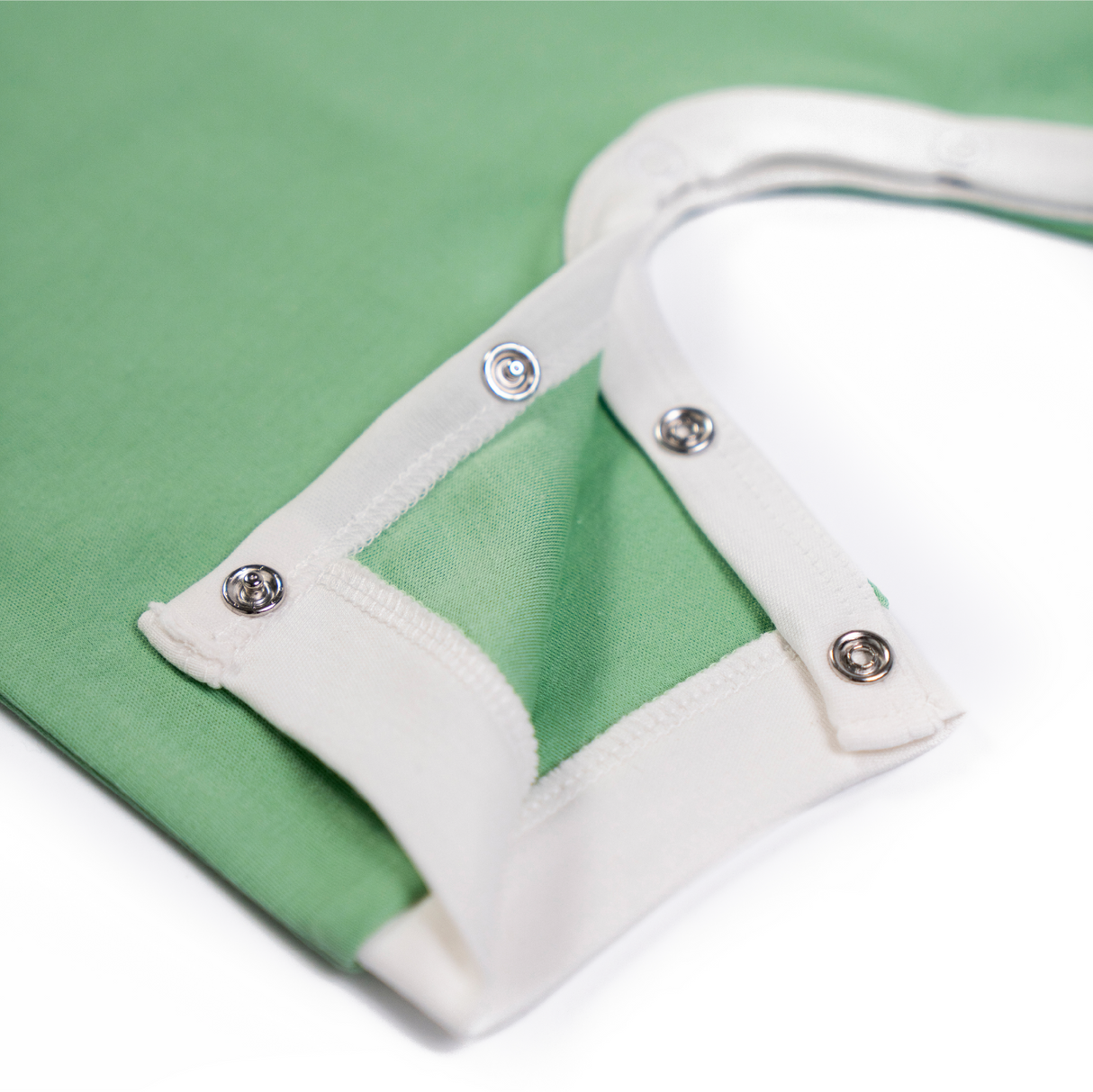 100% Peruvian Pima Cotton Grass Green with White Sleeveles Summer Romper - HoneyBug 