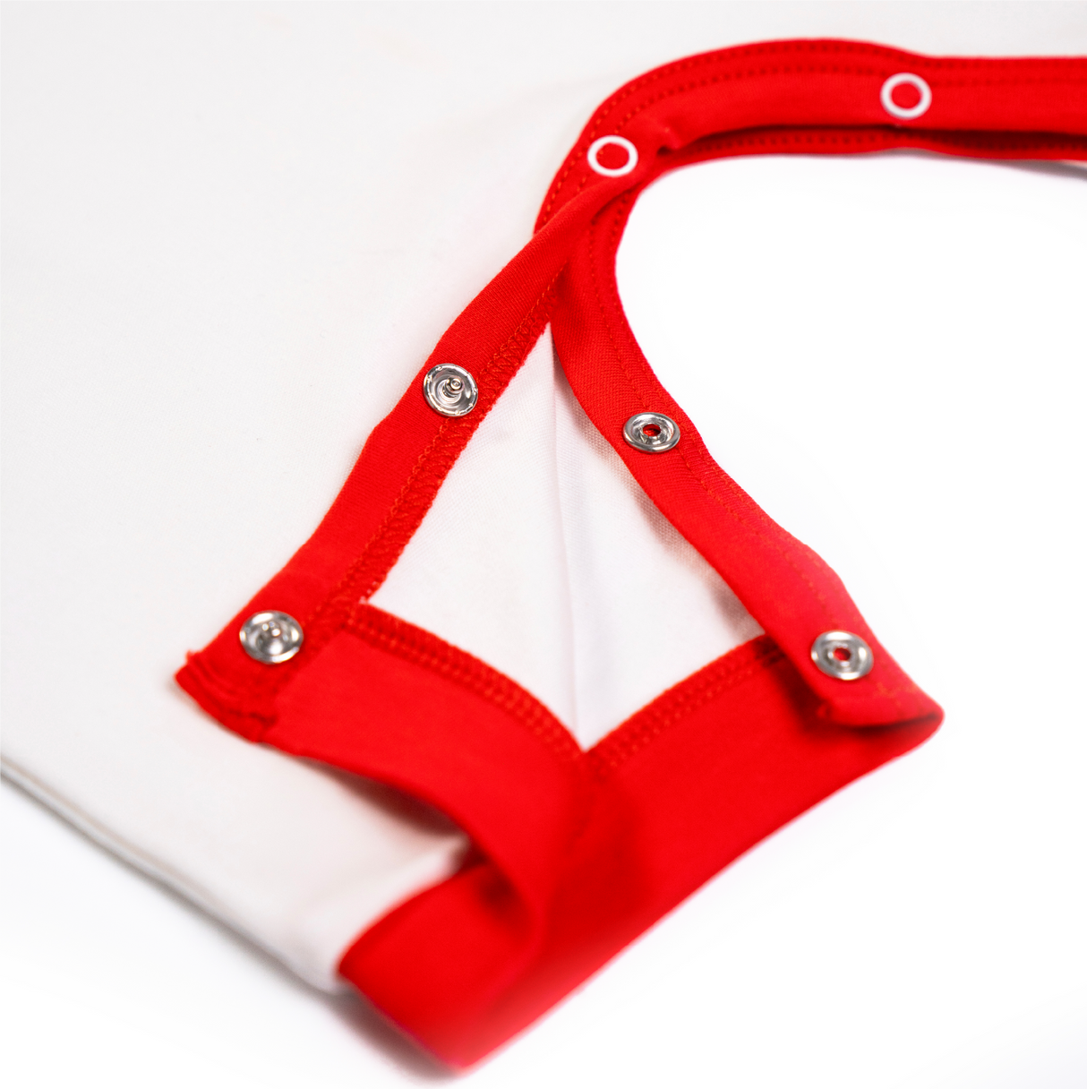 100% Peruvian Pima Cotton White with Engine Red Sleeveles Summer Romper - HoneyBug 