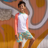 White Coral Sleeve Sustainable Rash Top - HoneyBug 