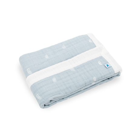 Cotton Muslin Baby Quilt - Blue Rainbow - HoneyBug 