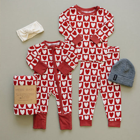 Checkered Hearts Ribbed Bamboo Cozy Set