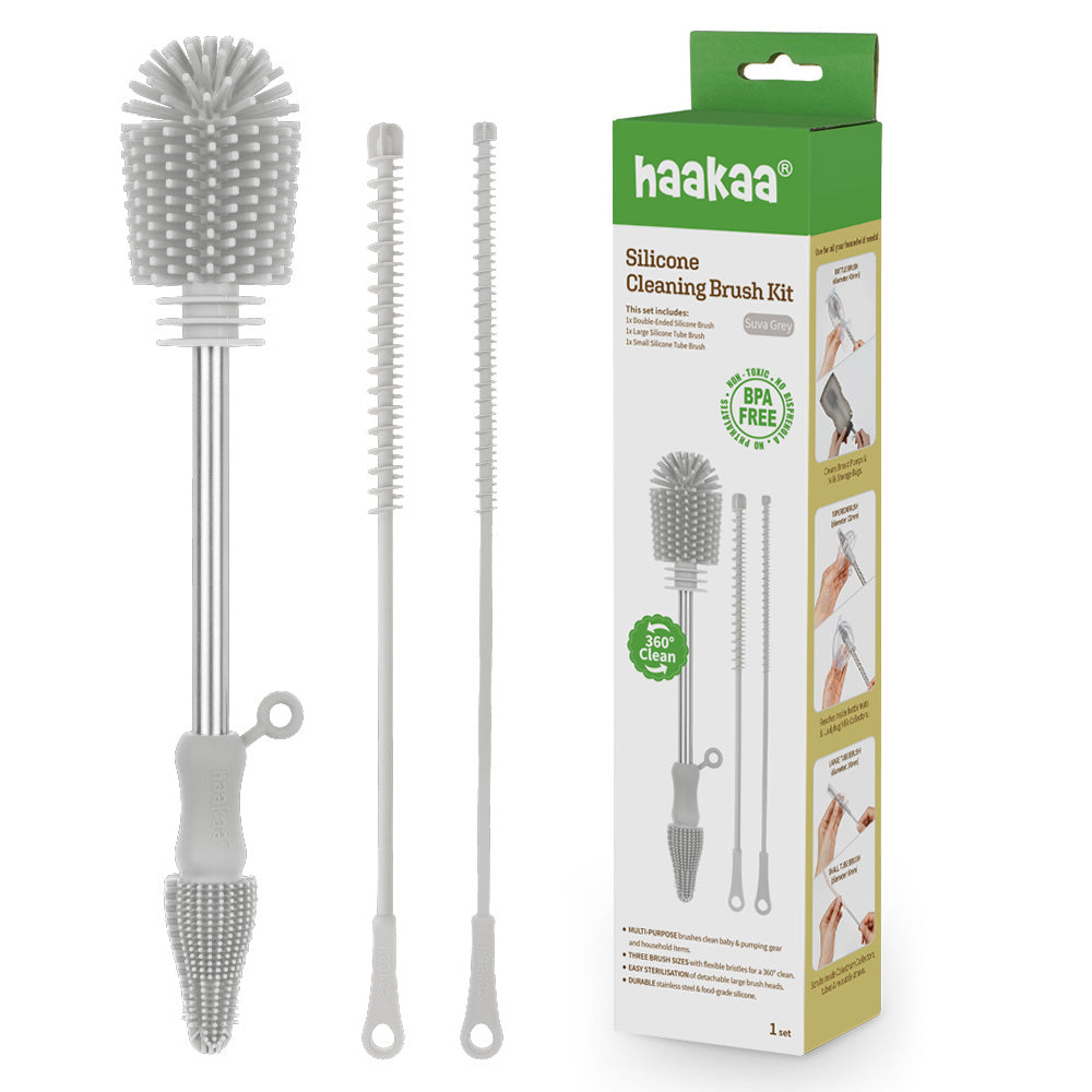 Haakaa Silicone Cleaning Brush Kit - HoneyBug 