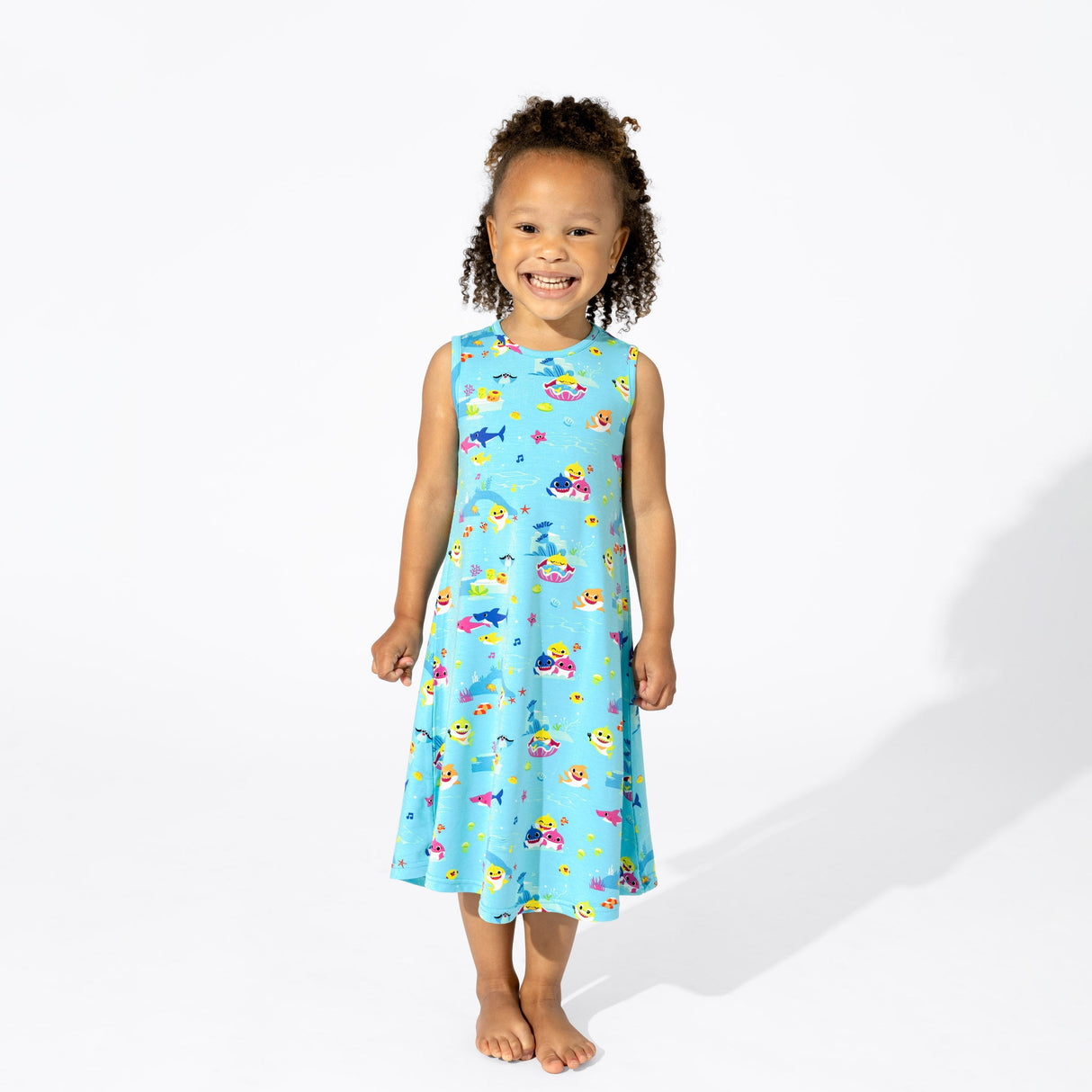Baby Shark Bamboo Girls' Sleeveless Dress - HoneyBug 
