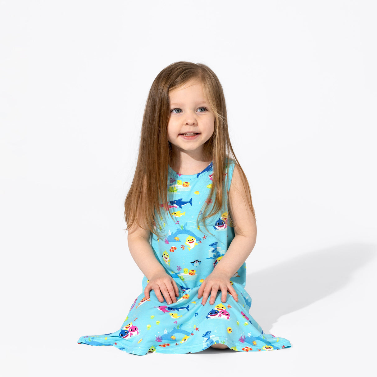 Baby Shark Bamboo Girls' Sleeveless Dress - HoneyBug 