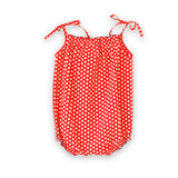 Baby Romper with Smocked Neck | Flowers in Brilliant Red - HoneyBug 