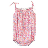 Baby Romper with Smocked Neck | Red and Blue Floral - HoneyBug 