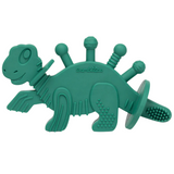 Dibly - Green - Baltic Amber & Natural Rubber Dinosaur Teether with Toothbrush Tail- - HoneyBug 
