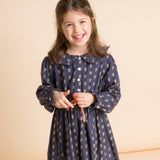 Girls' Long Sleeves Dress with Velvet Tie | Adelaide Orange Floral - HoneyBug 