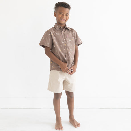 Pull On Straight Shorts | Ecru - HoneyBug 