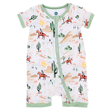 Bamboo Shortie Zip Romper - Billy Western - HoneyBug 