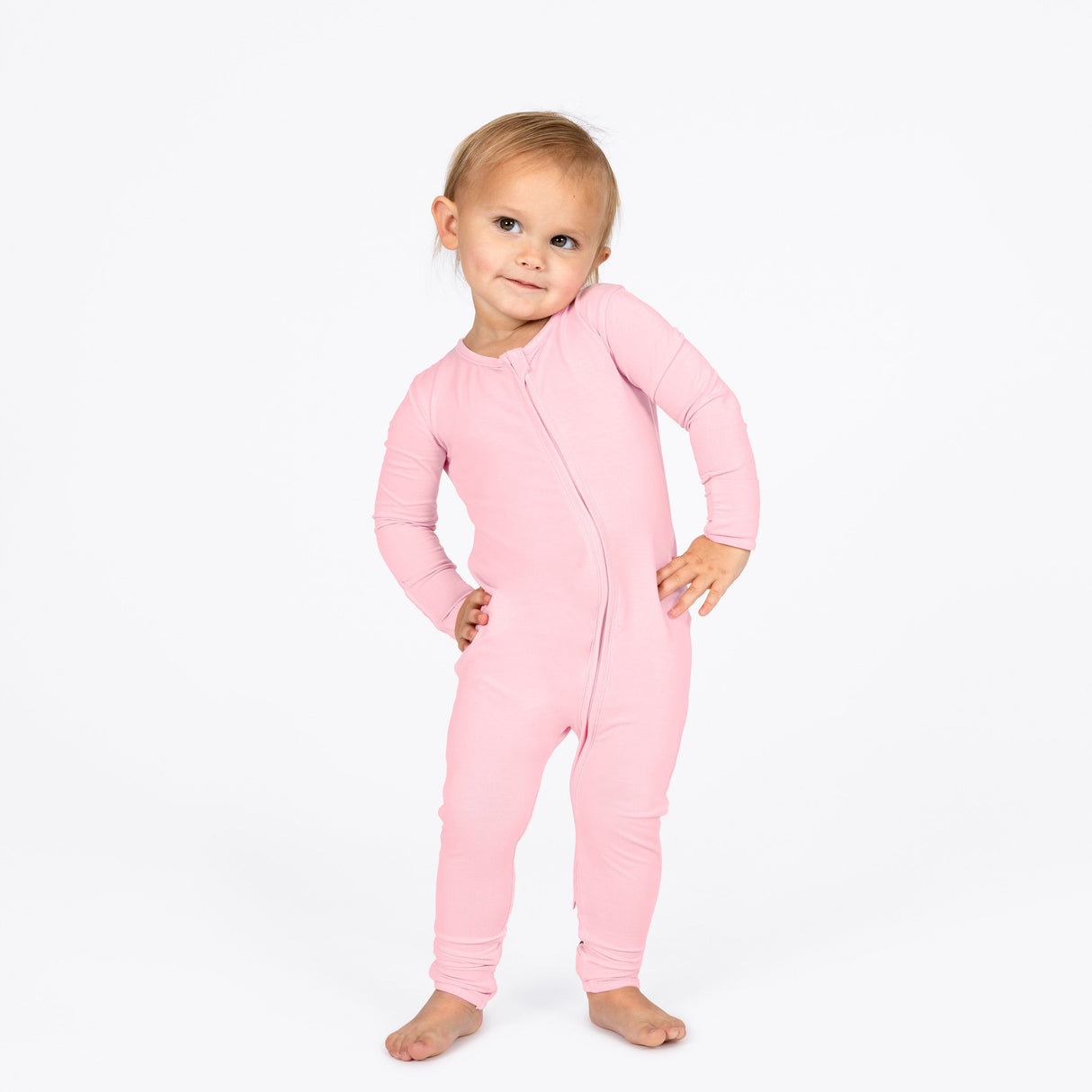 Blush Pink Bamboo Convertible Footie - HoneyBug 