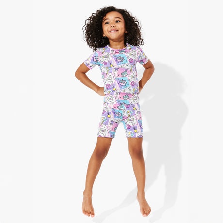Comic Purple Bamboo Kids Pajama Short Set - HoneyBug 