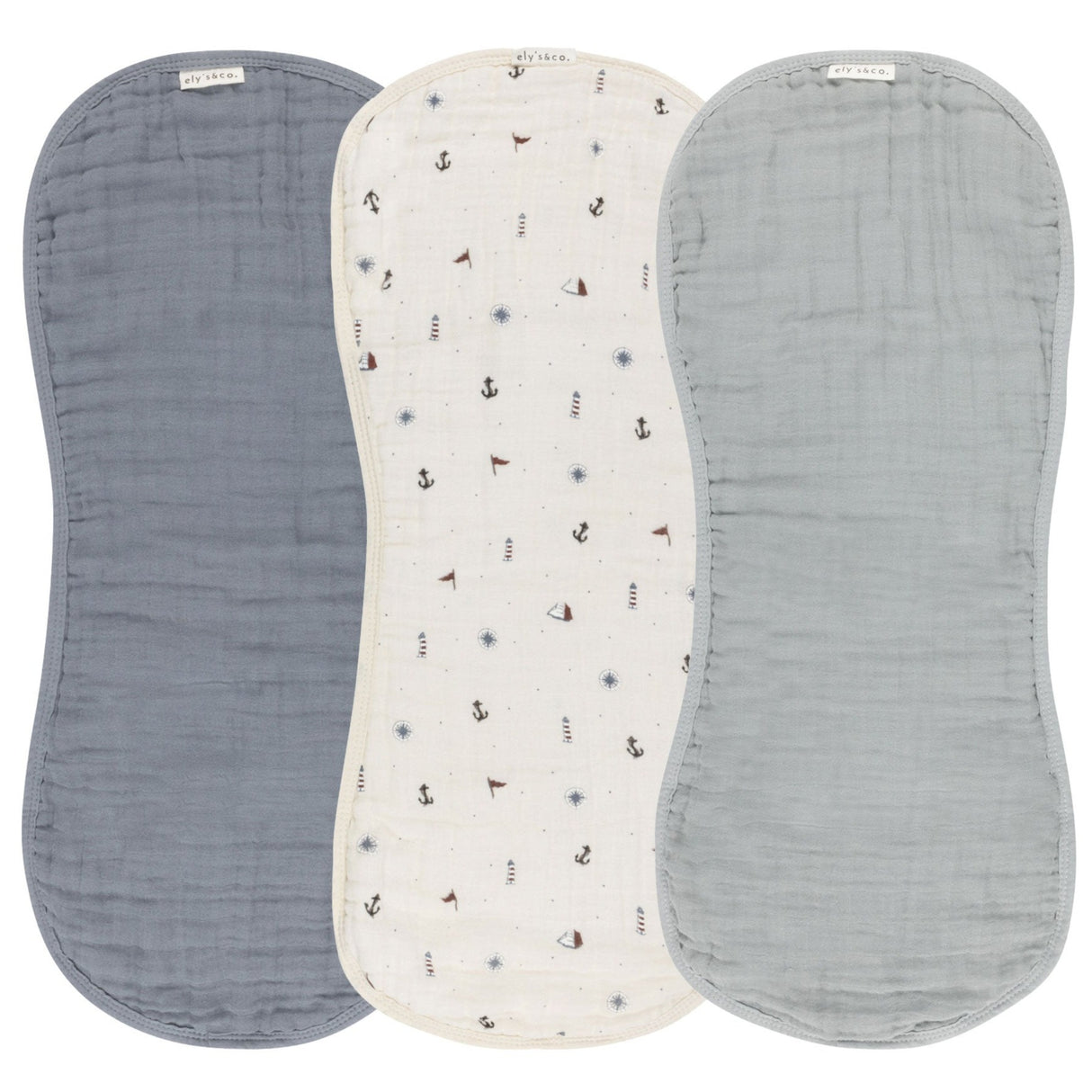 Muslin Burp Cloth - Nautical Blue - HoneyBug 