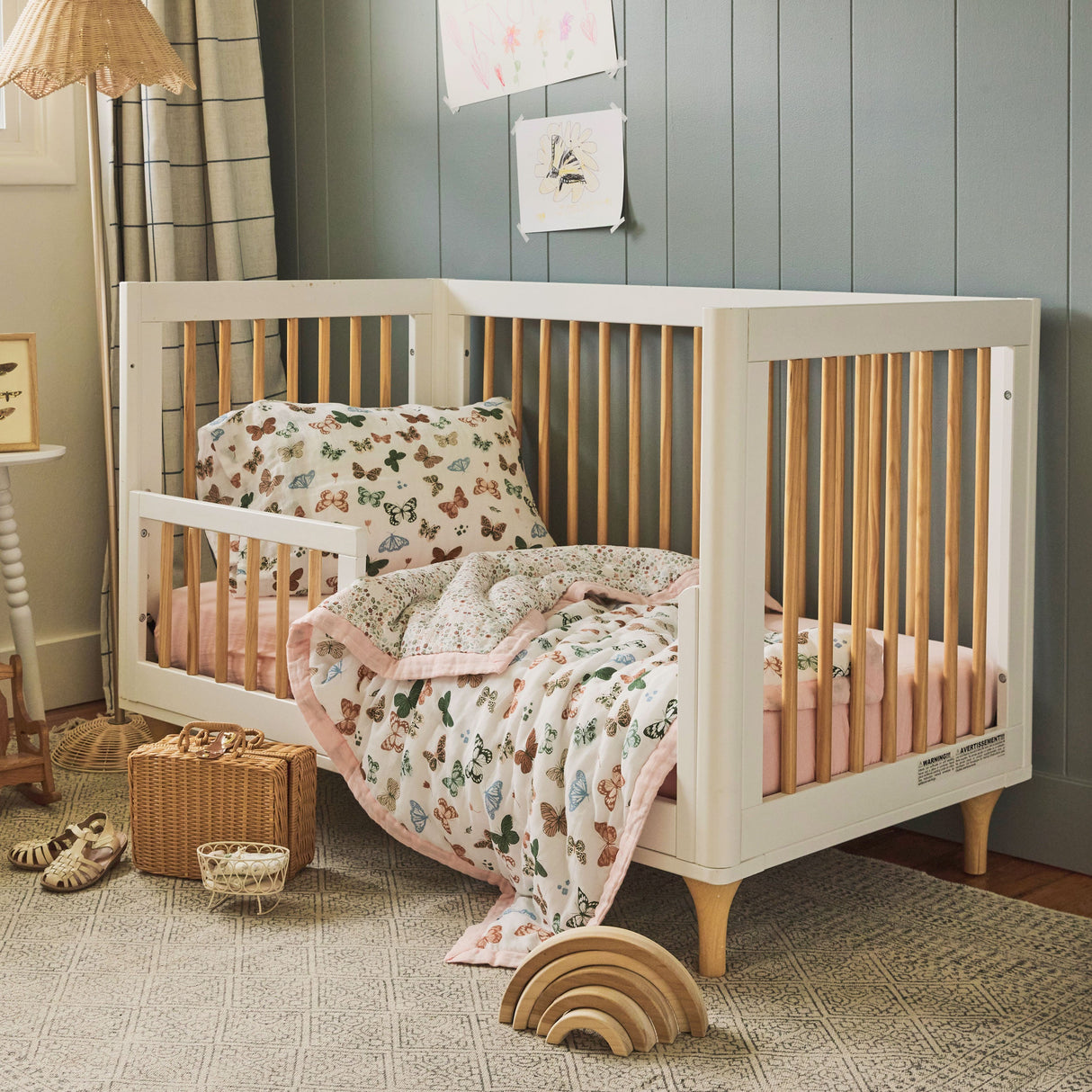 Cotton Muslin Toddler Comforter - Butterflies - HoneyBug 
