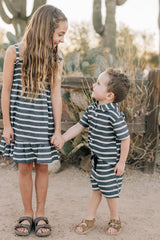 Stripe Linen Cotton Shorts - HoneyBug 