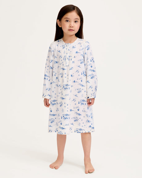 Girl's Twill Beatrice Nightgown in Chalet Toile - HoneyBug 