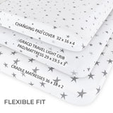 Waterproof Changing Pad Cover | Cradle Sheet Set - Grey Stars - HoneyBug 