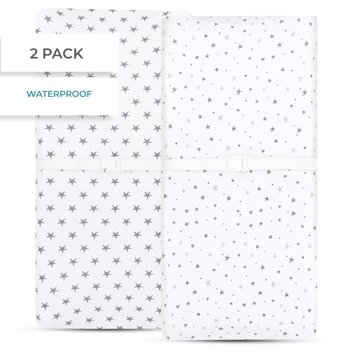 Waterproof Changing Pad Cover | Cradle Sheet Set - Grey Stars - HoneyBug 