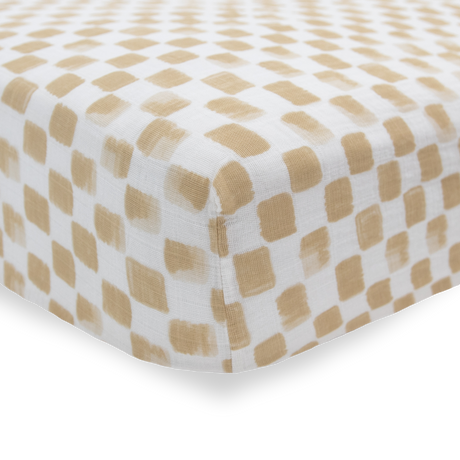 Cotton Muslin Crib Sheet - Adobe Checker - HoneyBug 