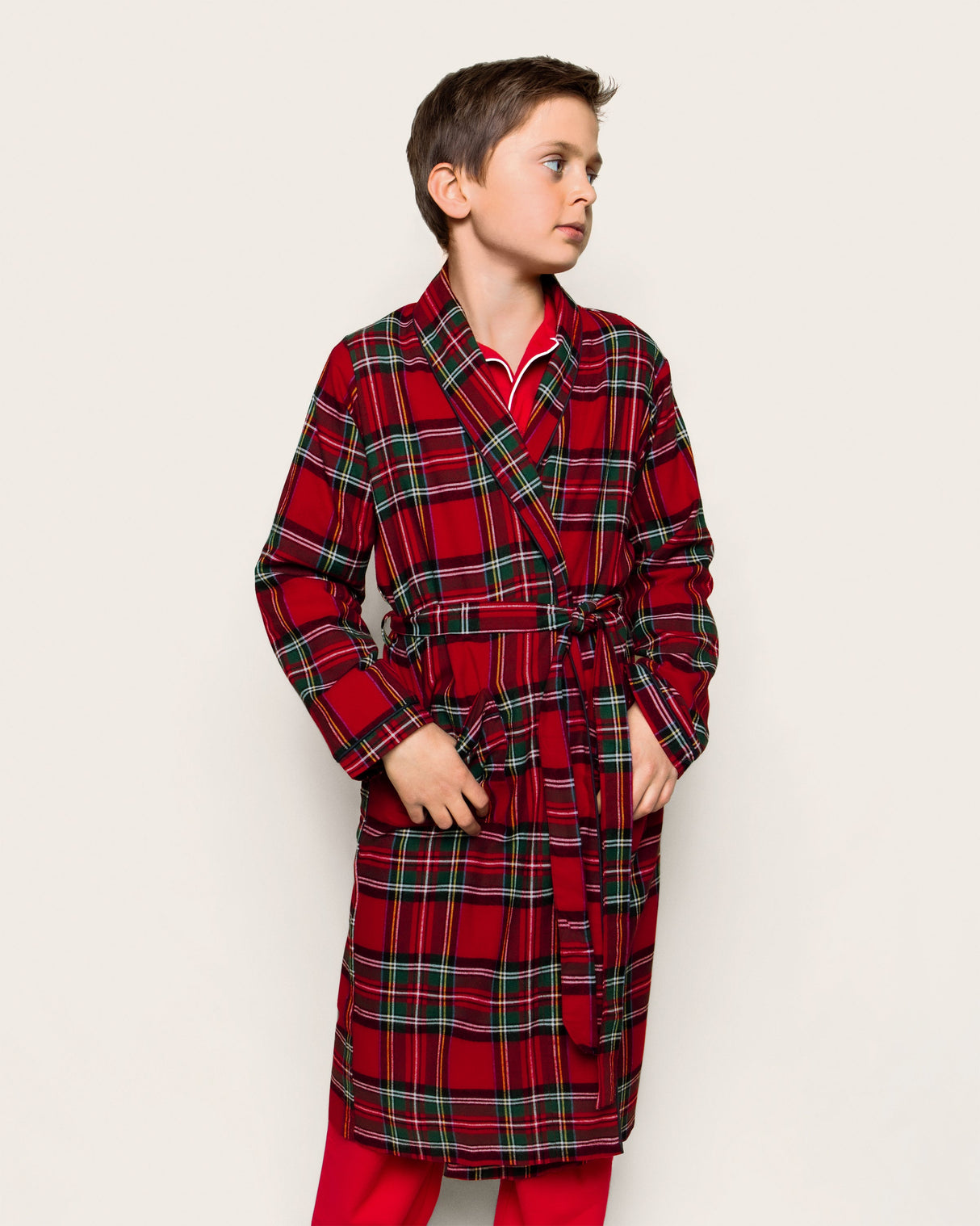 Kid's Brushed Twill Robe in Imperial Tartan - HoneyBug 