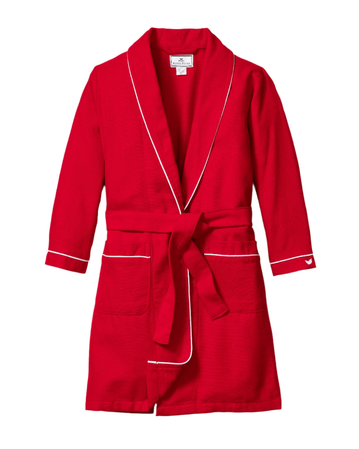 Kid's Flannel Robe in Red with White Piping