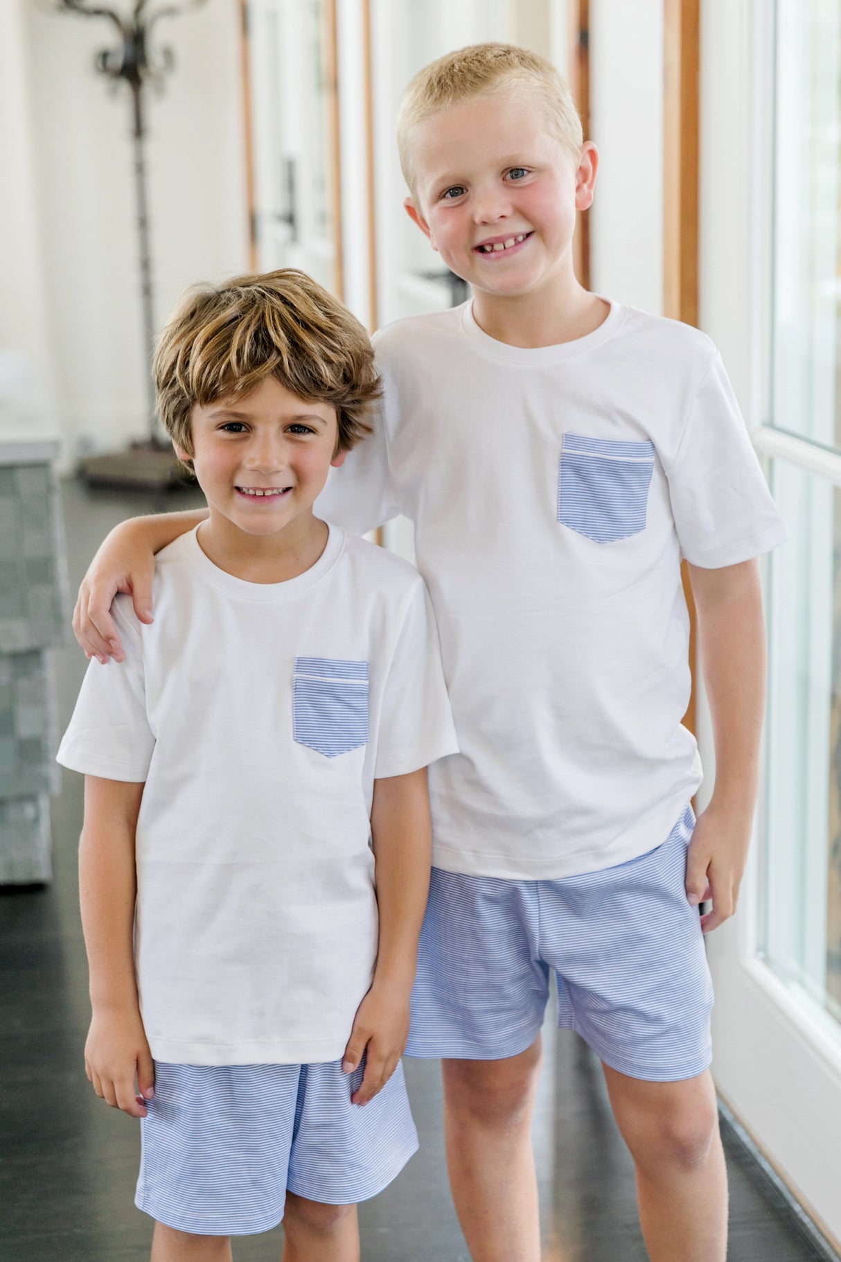 Charles Boys' Short Set - Blue Stripes - HoneyBug 