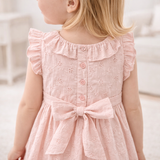 Eyelet Girl's Pink Cotton Dress for Special Occasions