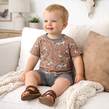 Wild Wrangler/Brown Western Bamboo Cotton Boys' Short Set