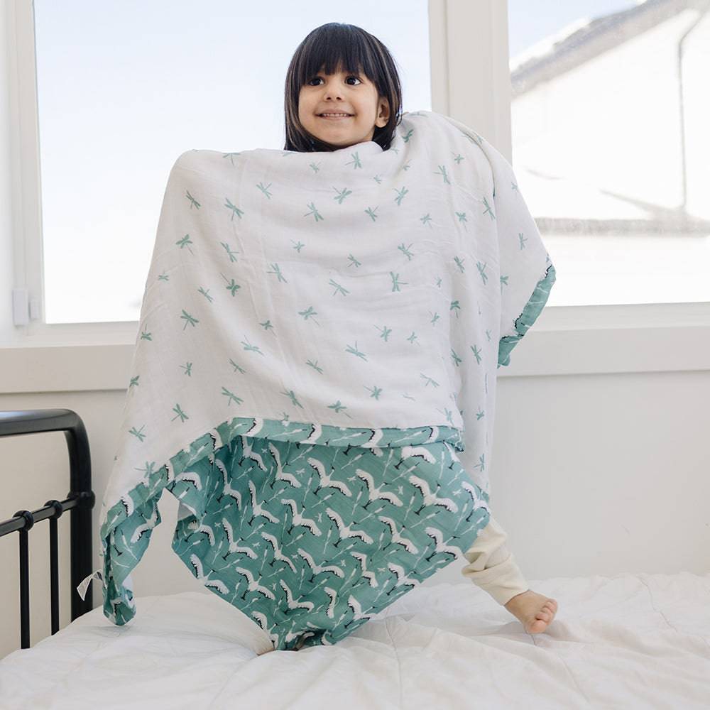 Crane + Dragonfly Oh So Soft Snuggle Blanket - HoneyBug 