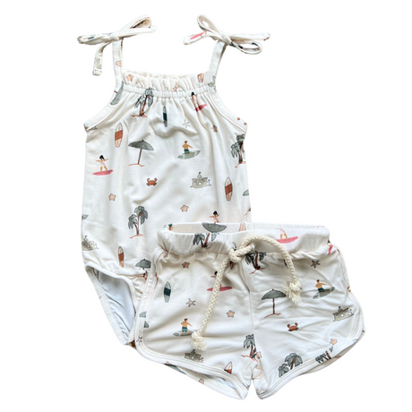 Tie Tank Bodysuit & Shorts Set - HoneyBug 