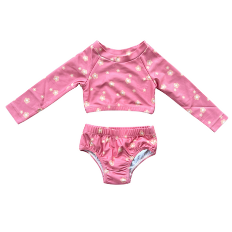 Girl's Two-Piece Crop Swim Set - HoneyBug 