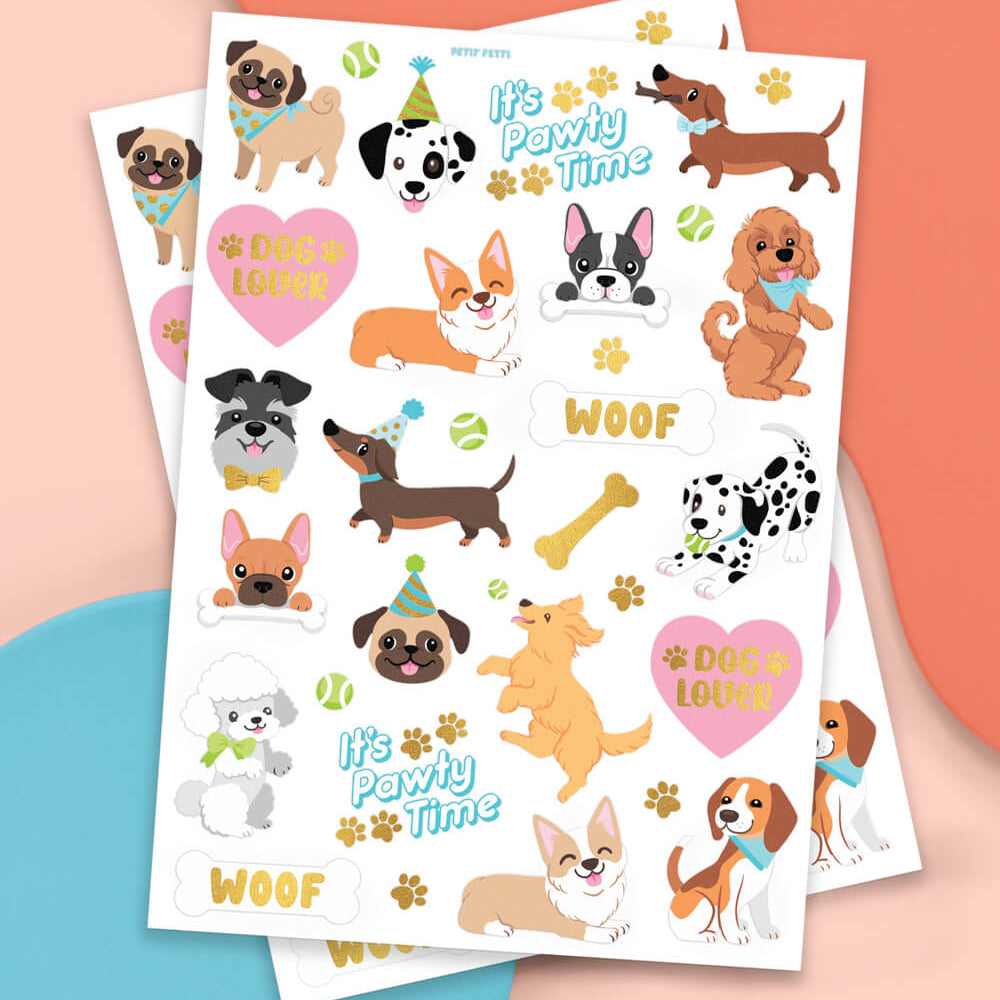 Dog Lover Tats - 44 Foil Temporary Tattoos