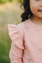 Pink Ribbon Ruffle French Terry Set - HoneyBug 