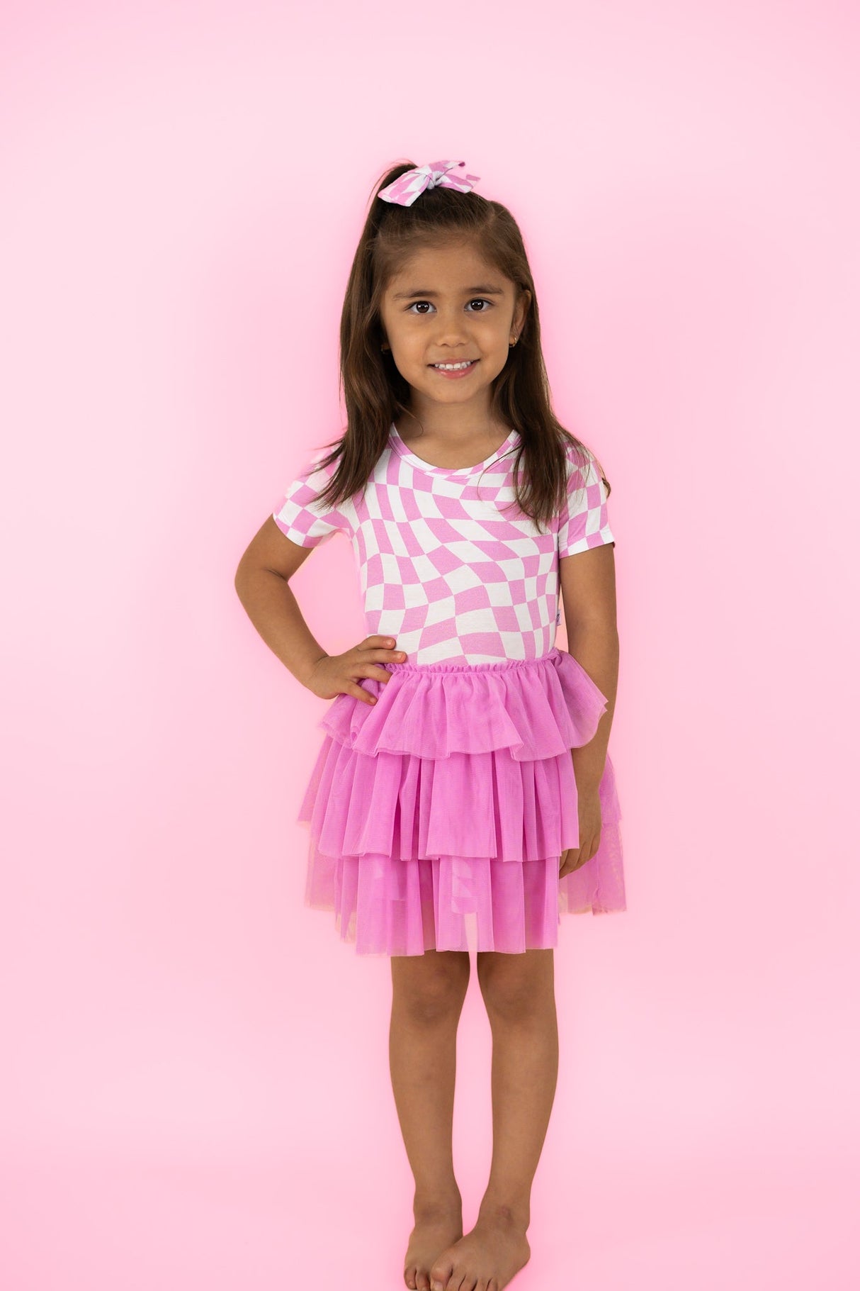 BUBBLEGUM WAVY CHECKERS DREAM TUTU DRESS