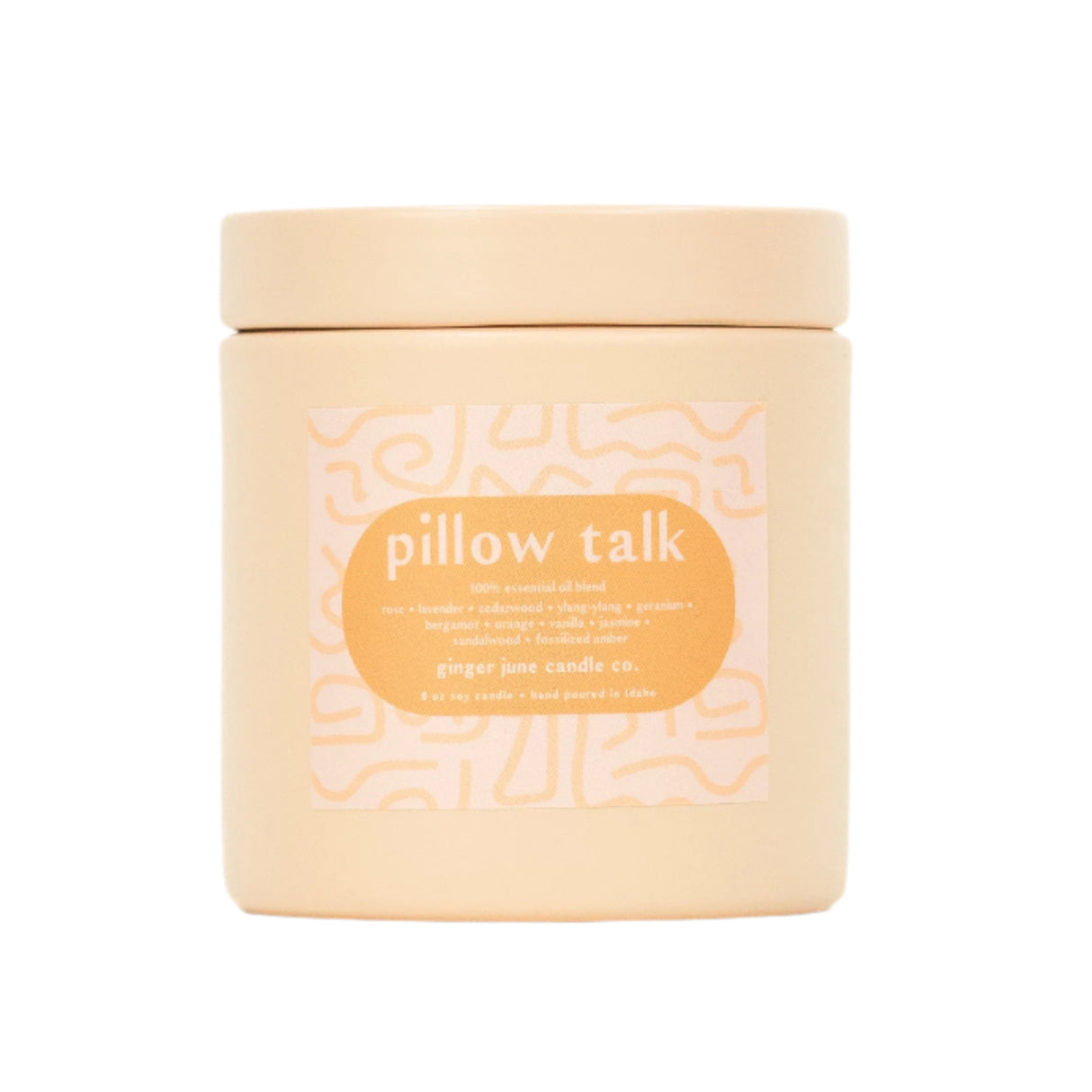 Pillow Talk • Matte Blush Metal Tin • 9 oz Soy Candle - HoneyBug 
