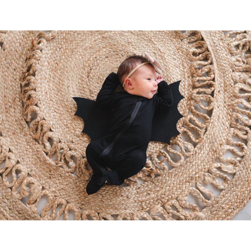 Ruffle 2 Way Zip Romper - Black - HoneyBug 