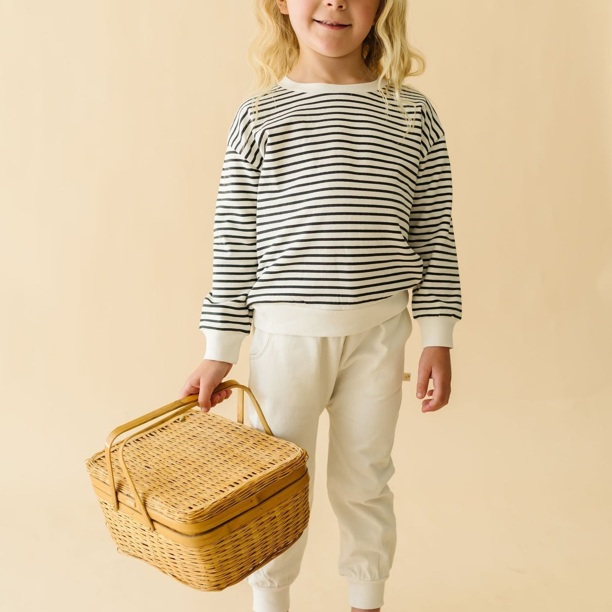 Organic Fleece Sweatshirt - Black Stripes - HoneyBug 