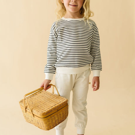 Organic Fleece Sweatshirt - Black Stripes - HoneyBug 