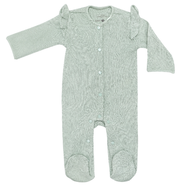 Waffle Ruffle Footie - Sage - HoneyBug 