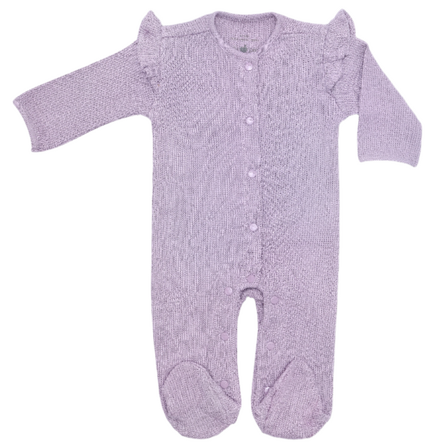 Waffle Ruffle Footie - Lavender - HoneyBug 